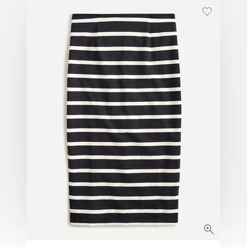 J Crew Cotton Striped Black and White Pencil Skirt